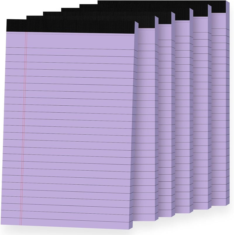 Ciphyfee 6pcs Small Note Pads, Purple Notepads 5x8 College Ruled Notebook, Writing Pads 5 x 8, Legal Pads, Memo Pad Paper Perforate Narrow Ruled Notebooks for Work, School, Office,30 Sheets/Pack - Image 1